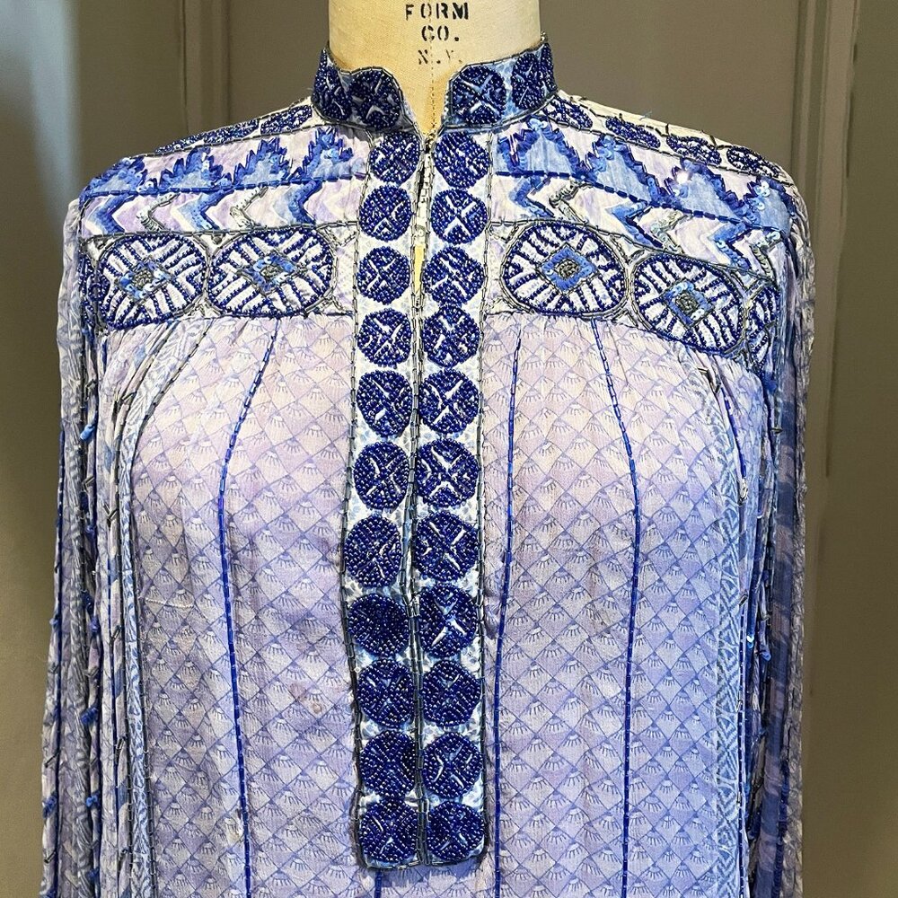 Purple Beaded Chiffon Shift Dress